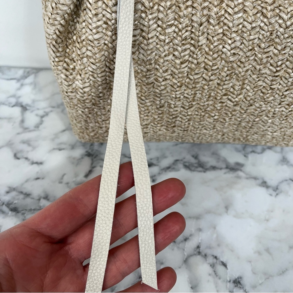 Aimee Kestenberg Natural Straw Shoulder Bag with White Trim - Picture 14 of 16